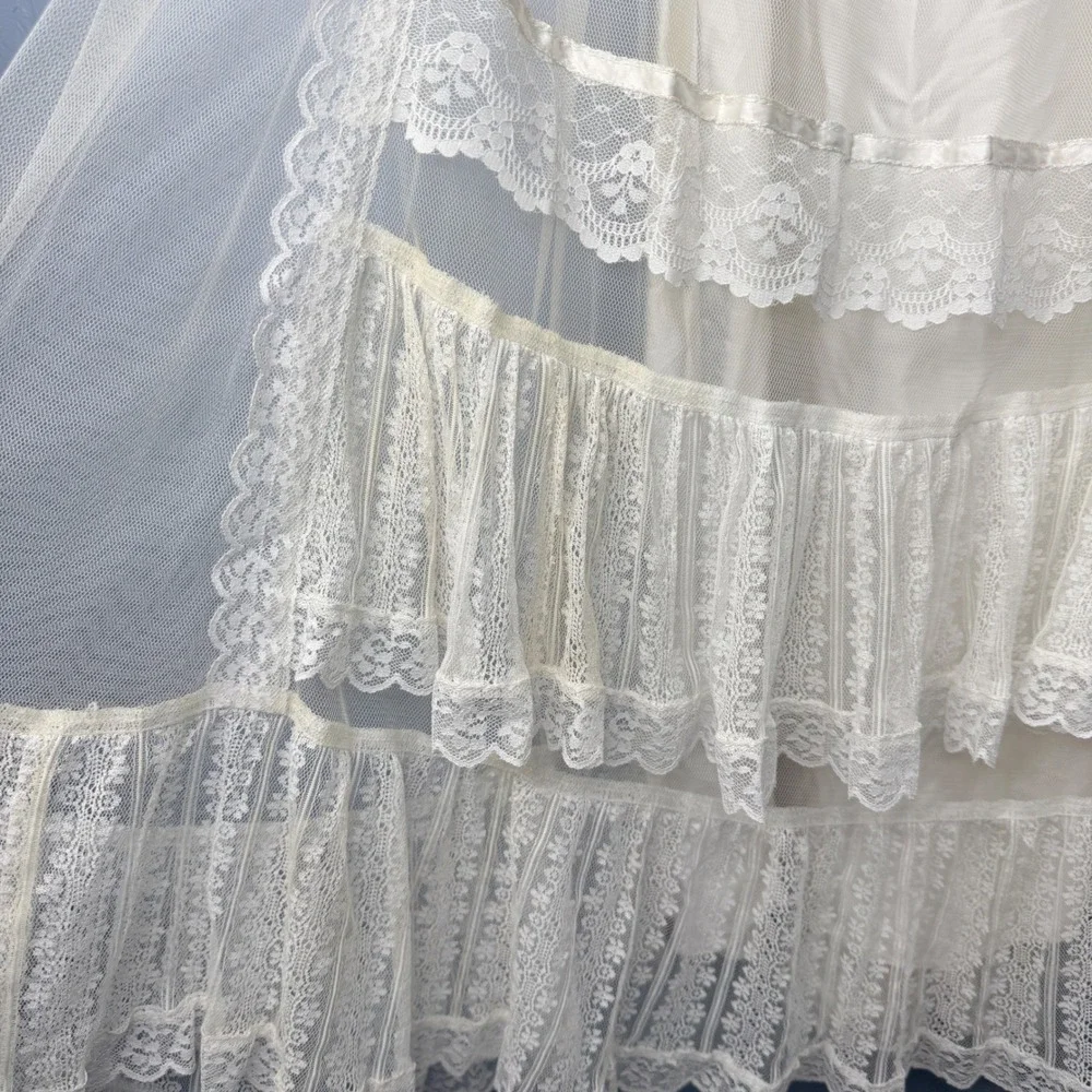 Gunne Sax by Jessica McClintock Vintage Lace Wedding Dress Ivory Maxi Boho 70s - Picture 10 of 16